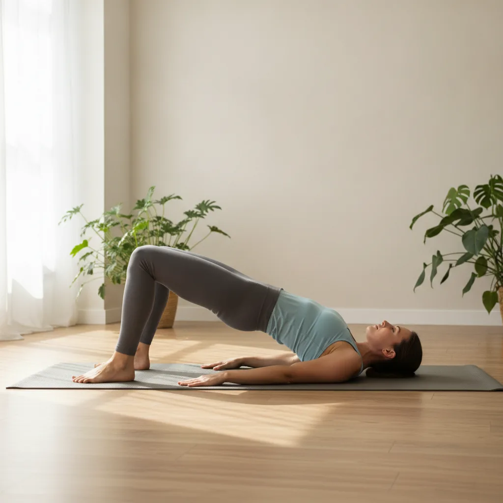 Persoană care execută un pod gluteal pentru activarea musculaturii core.