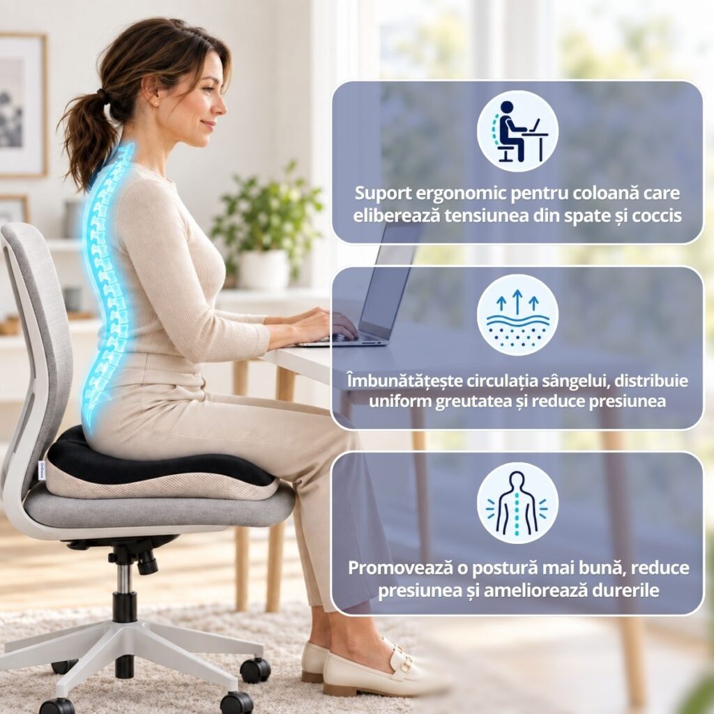 Susținere ergonomică a coloanei cu perna ComfortSit