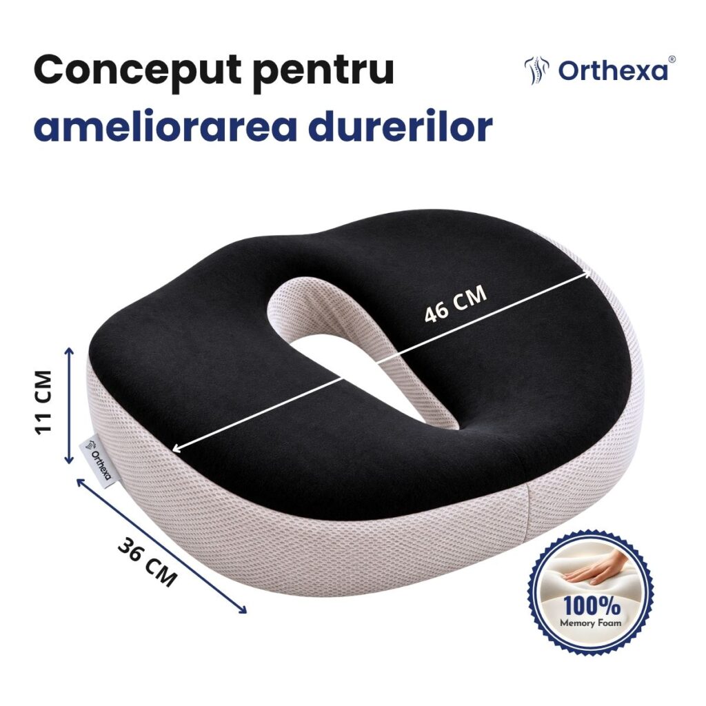Dimensiunile pernei ComfortSit: 46 x 36 x 11 cm