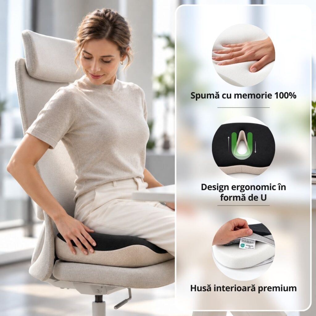 ComfortSit – spumă cu memorie 100% și design ergonomic în formă de U
